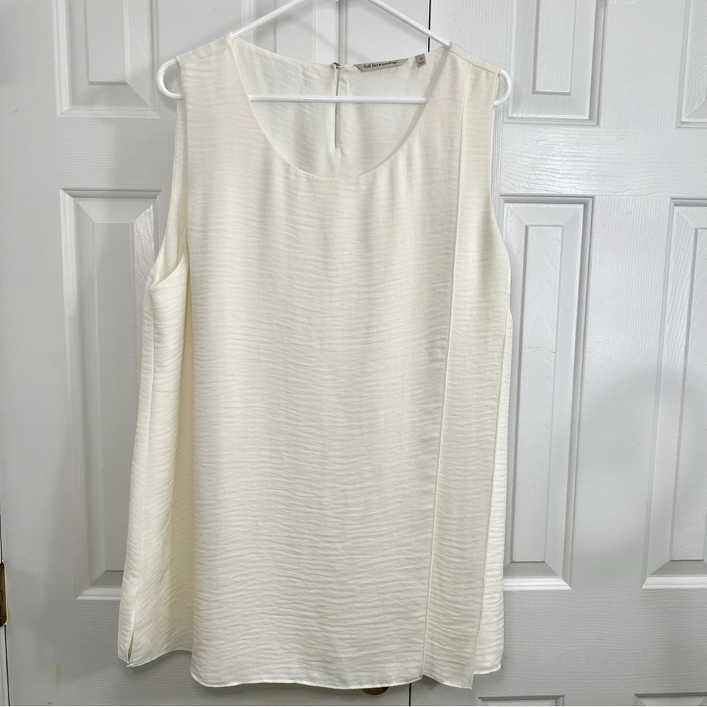 Soft Surroundings Lightweight Layered Cream Sleeveless Blouse Top Plus Size 1X